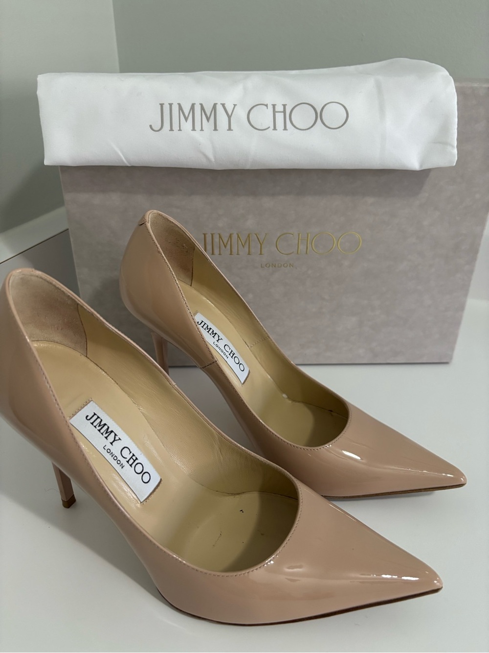 Jimmy Choo Blush Patent Leather Pointed-Toe Pumps